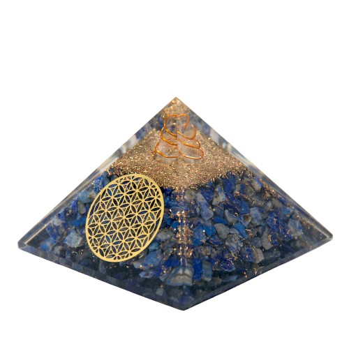 PIRAMIDE ORGONITA FLOR DE LA VIDA LAPISLAZULI REF