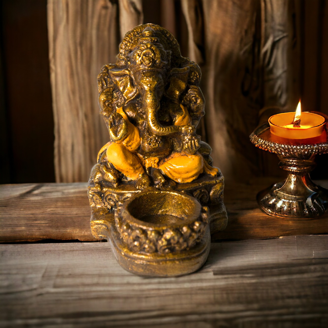 PORTAVELAS GANESH 15 CM REF. 590 - 43 NARANJA