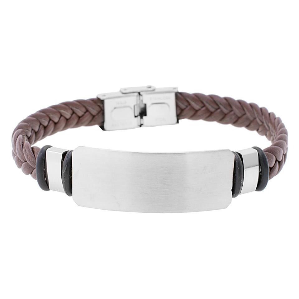 PULSERA ACERO POLIPIEL MOD. 3 COLOR MARRON