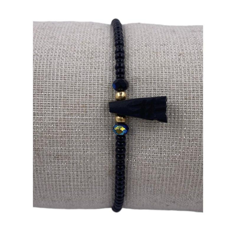 PULSERA DE CUENTAS CON MINERAL AZABACHE - NEGRA