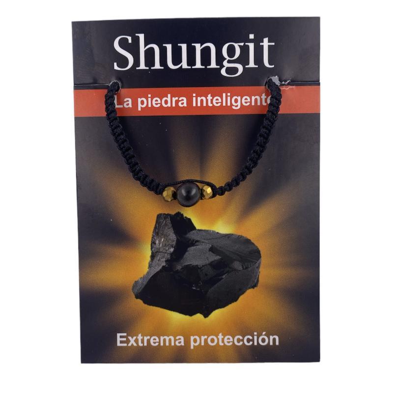 PULSERA HILO CON MINERAL SHUNGIT NEGRO  MOD. 1