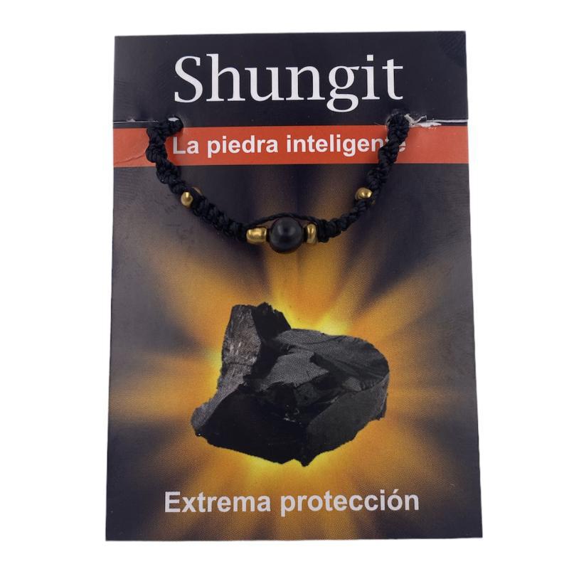 PULSERA MACRAME CON MINERAL SHUNGIT NEGRO MOD. 3