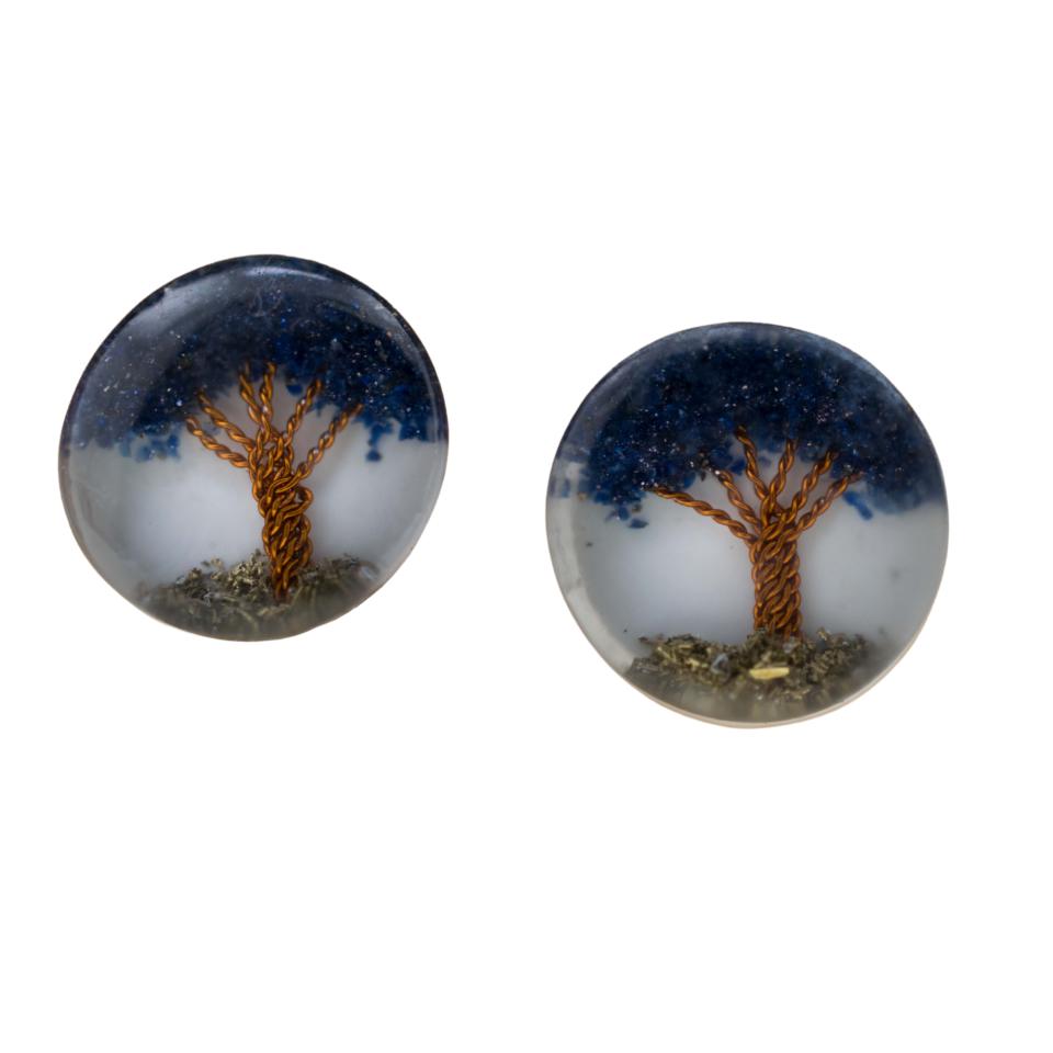 Pendiente Pequeño Árbol de la Vida - ÁGATA AZUL