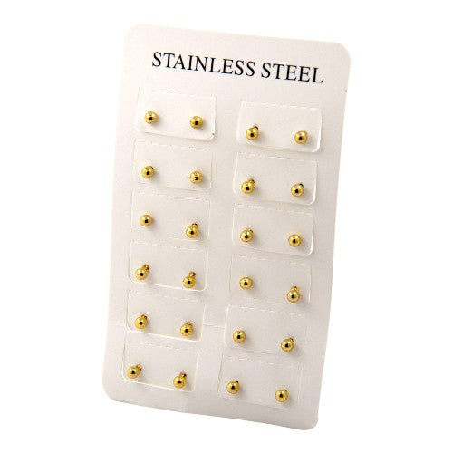 Pendientes Acero Dorado Bola 3mm