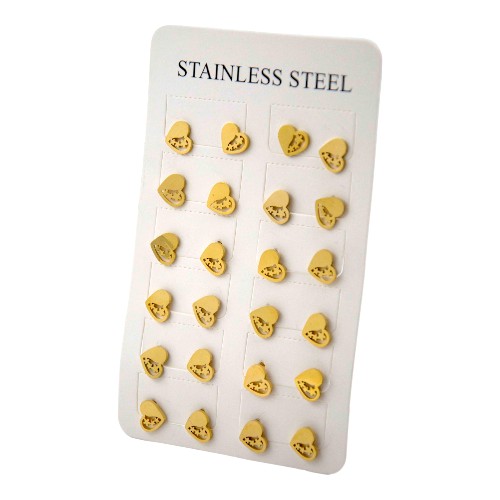 Pendientes Acero Dorado Corazón Mod. 01