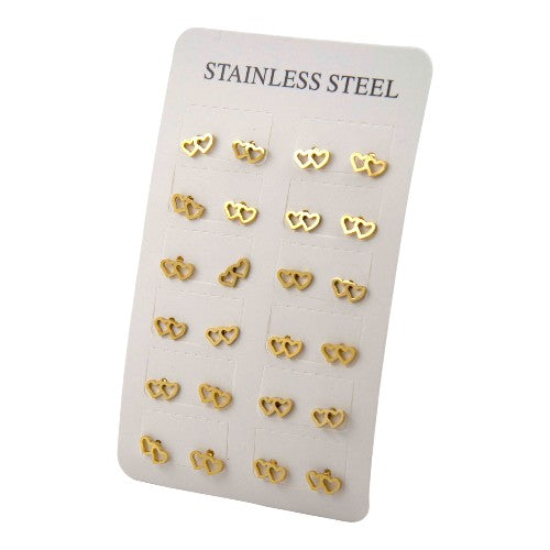 Pendientes Acero Dorado Corazón Mod. 07
