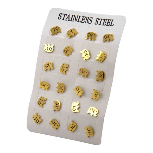 Pendientes Acero Dorado Elefante Mod. 01