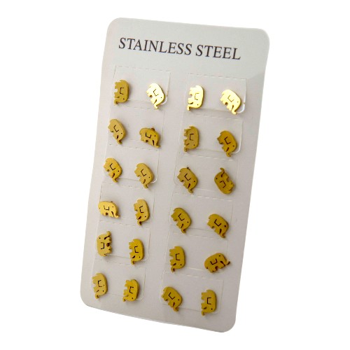 Pendientes Acero Dorado Elefante Mod. 02