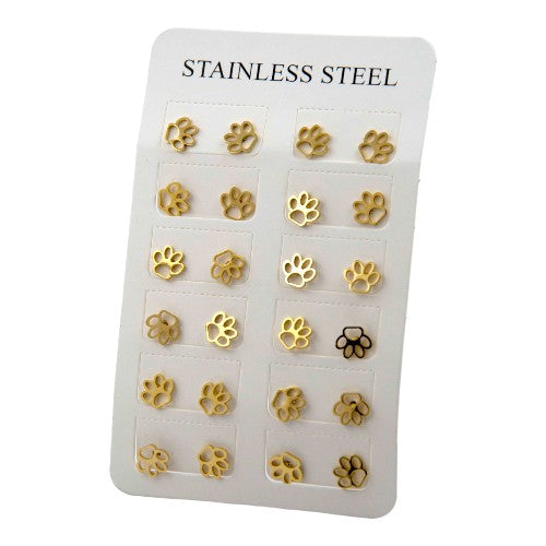 Pendientes Acero Dorado Huella