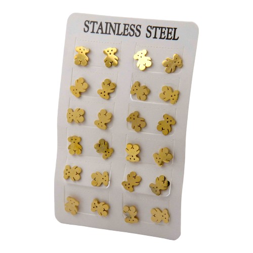 Pendientes Acero Dorado Oso
