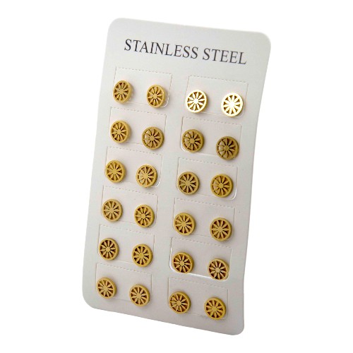 Pendientes Acero Dorado Rueda