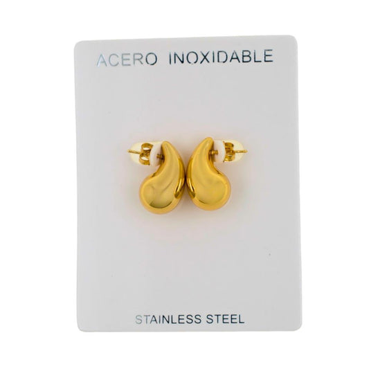Pendientes Acero Dorado gota de agua 20mm - 5