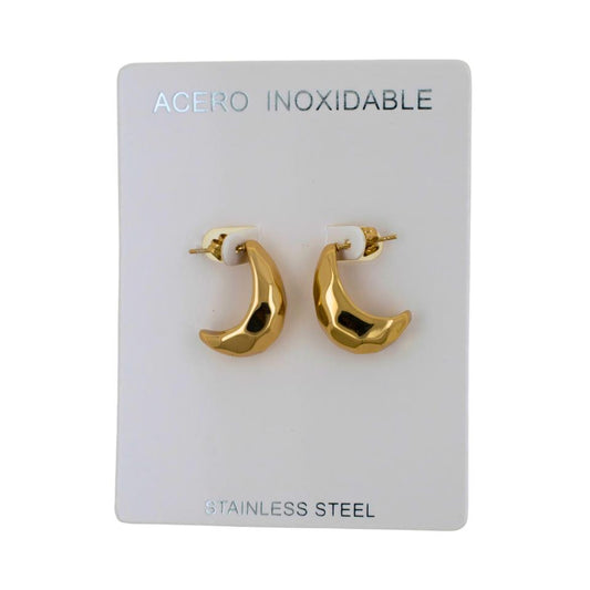 Pendientes Acero Dorado media luna rombos 20mm - 6