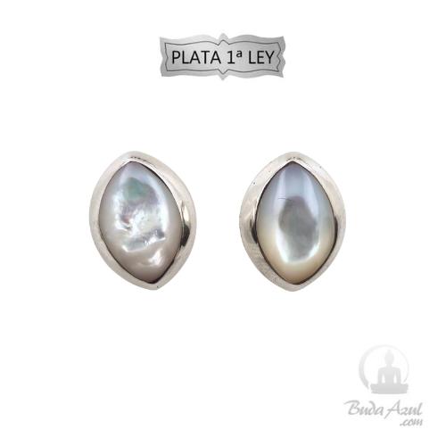 Pendientes Plata de Ley 925 Ovalado Nacar REF 490
