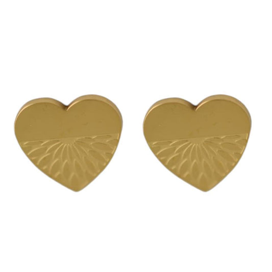 Pendientes acero Corazón Mandala dorados - 3