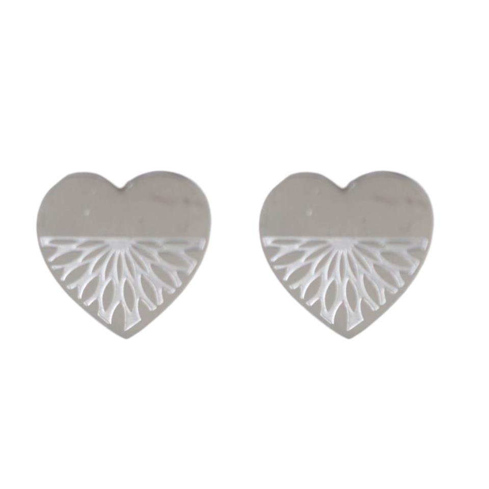 Pendientes acero Corazón Mandala plateados - 3