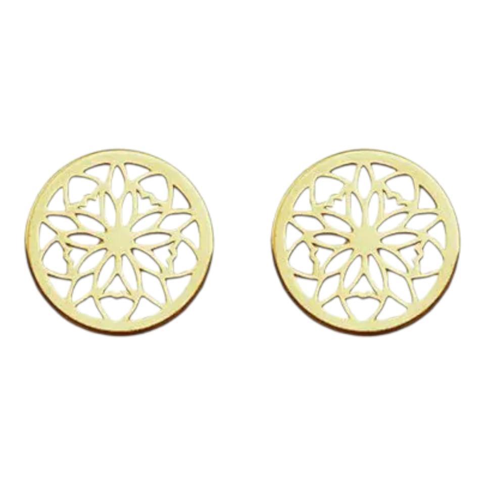 Pendientes acero Mandala dorados - 3