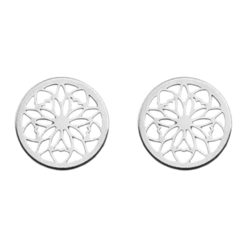 Pendientes acero Mandala plateados - 3
