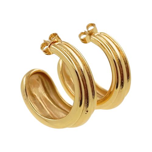 Pendientes acero dorado anchos REF 6