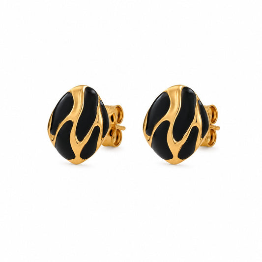 Pendientes Dorado y Negro de Acero Inoxidable