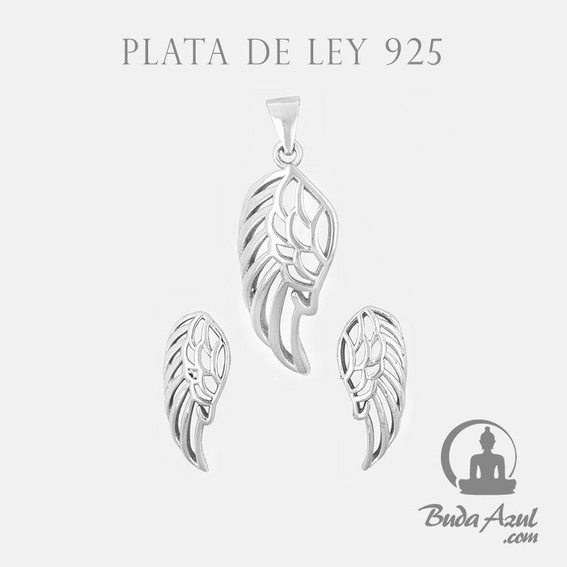 Pendientes+Colgante Plata ALAS ANGEL RELIEVE 790
