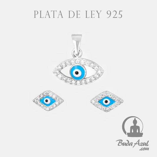 Pendientes+Colgante Plata OJO TURCO CIRCONITA 790