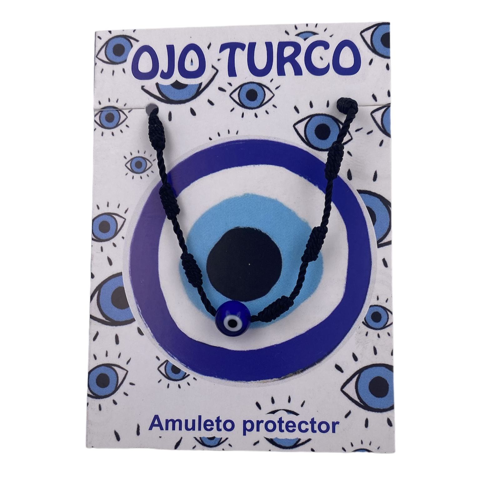 PULSERA 7 NUDOS CON UNA BOLA OJO TURCO - NEGRA