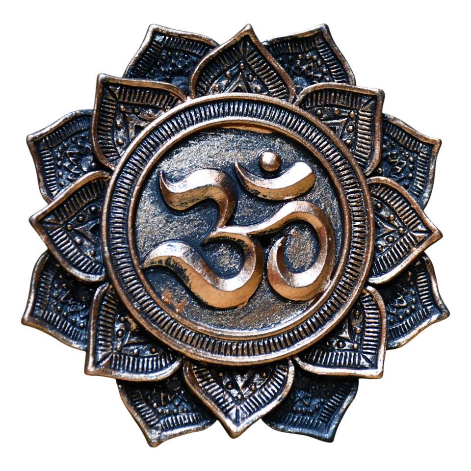 Portaincienso FLOR DE LOTO Símbolo OM Mod C Bronce