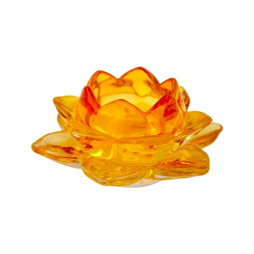 Portavela cristal loto naranja