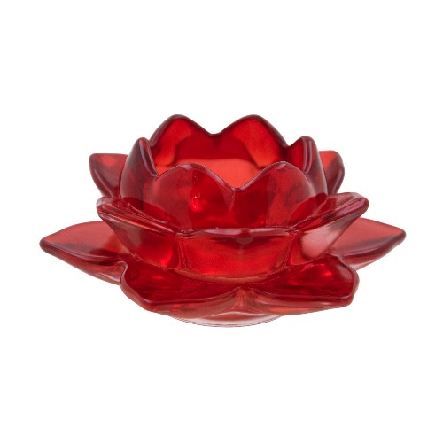 Portavela cristal loto rojo