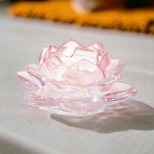 Portavela cristal loto rosa
