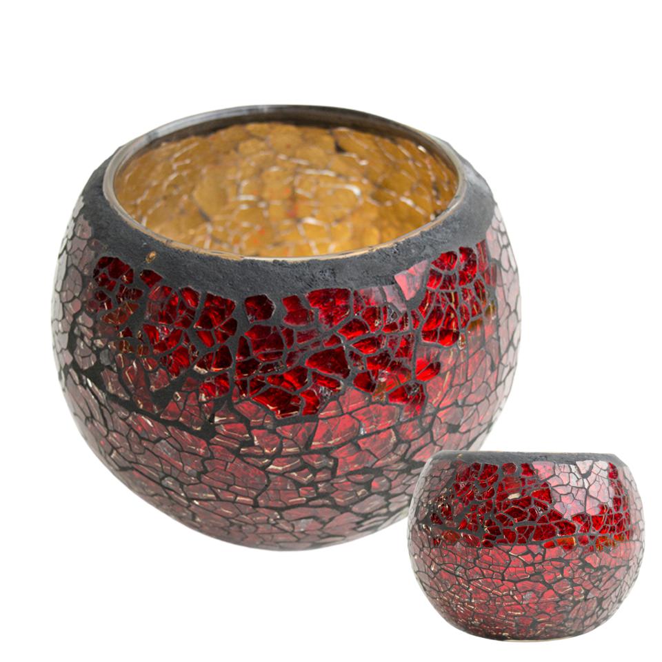 Portavelas Mosaico Cristal Rojo
