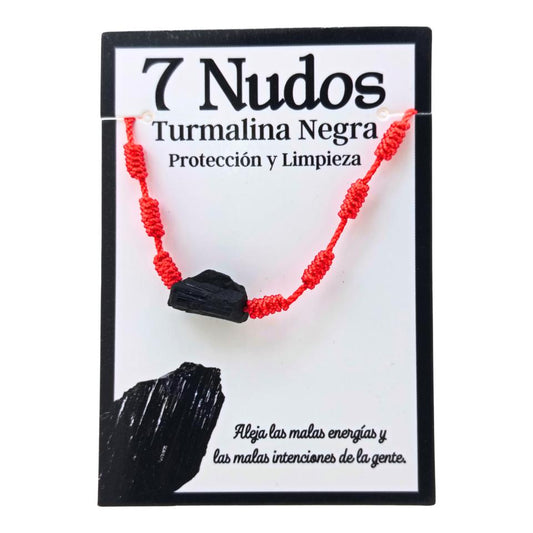 Pulsera 7 Nudos Roja – TURMALINA NEGRA REF. 3