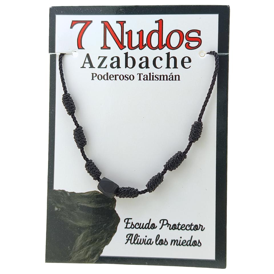 Pulsera 7 nudos mineral hilo negro AZABACHE REF. 3