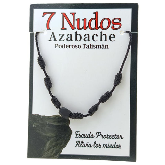 Pulsera 7 nudos mineral hilo negro AZABACHE REF. 3