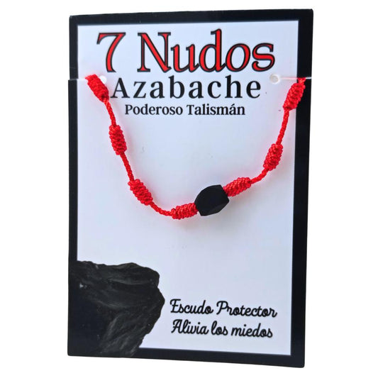 Pulsera 7 nudos mineral hilo rojo AZABACHE REF. 3