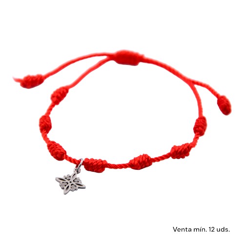 Pulsera 7 nudos roja Nudo Bruja Acero Plat E5797-2