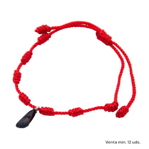 Pulsera 7 nudos roja Puño negro E5797-2