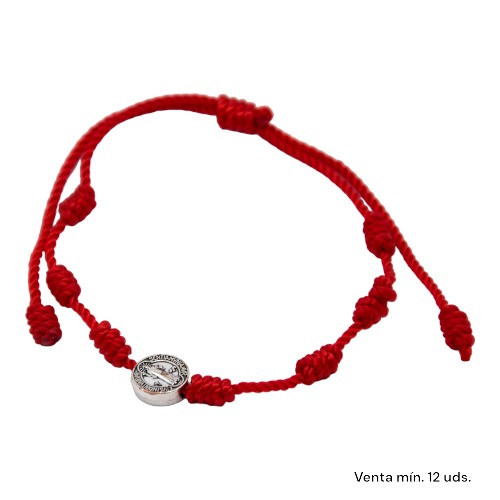 Pulsera 7 nudos roja San Benito Acero E5797-3