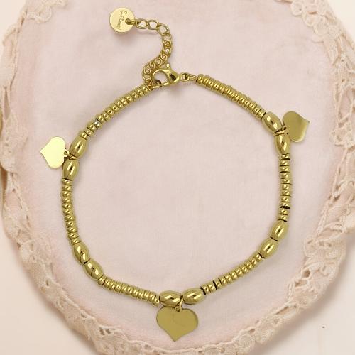 Pulsera Acero Dorado CORAZÓN LISO AROS REF 5
