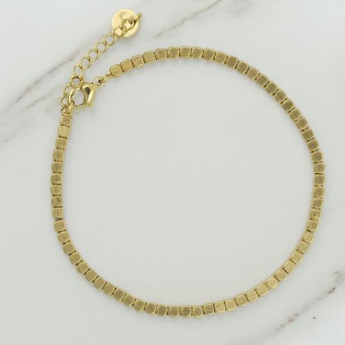 Pulsera Acero Dorado CUADRADOS REF 5