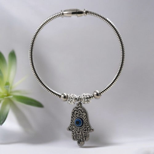 Pulsera Acero Mano de Fátima Ojo Turco REF. 7