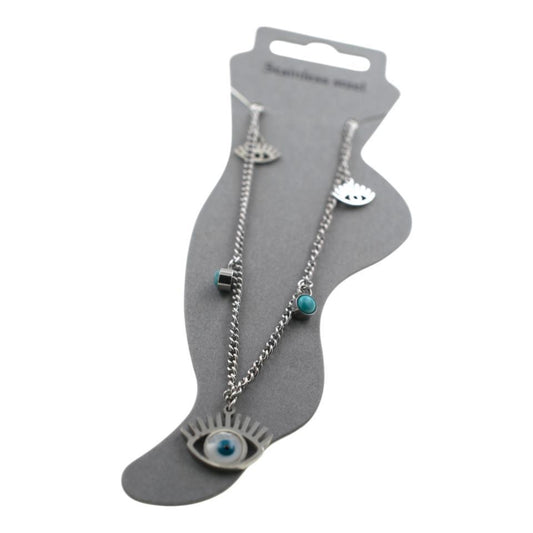 Tobillera Acero Plata de Pie OJO TURCO - 6