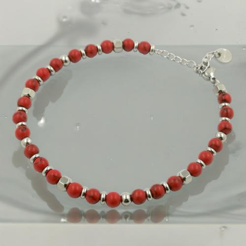 Pulsera Plateado mineral CORAL REF 4