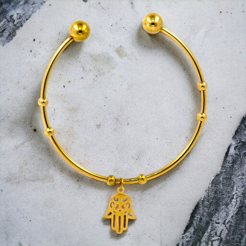 Pulsera Brazalete Acero Dorado Mano de Fátima