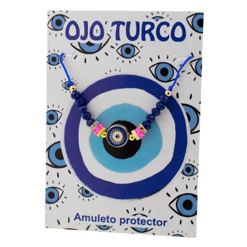 Pulsera Hilo Ajustable Azul OJO TURCO brillante