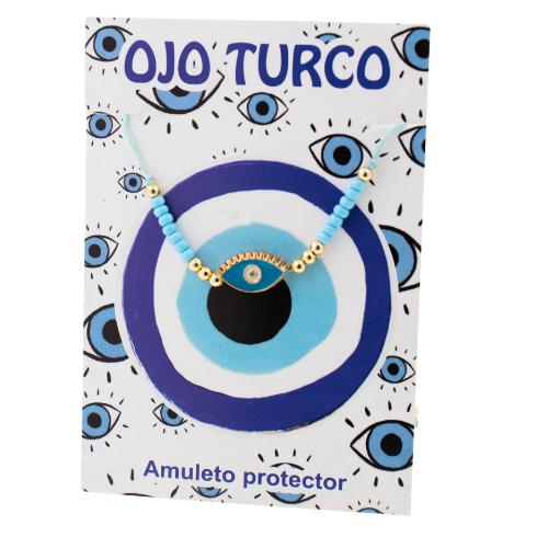 Pulsera Hilo Ajustable Celeste OJO TURCO - REF. 2