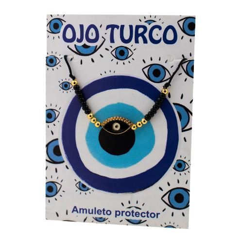 Pulsera Hilo Ajustable Negro OJO TURCO - REF. 2