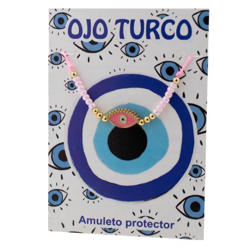 Pulsera Hilo Ajustable Rosa OJO TURCO - REF. 2