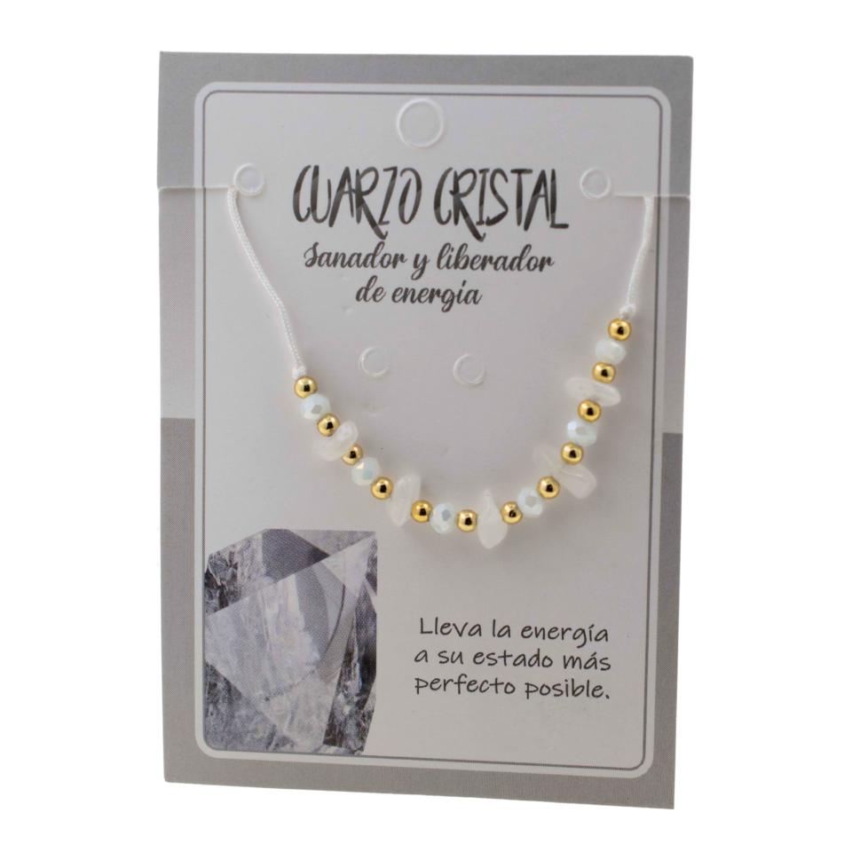 Pulsera Hilo Mineral Chip CUARZO CRISTAL REF 3